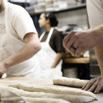 Shaping a baguette from dough